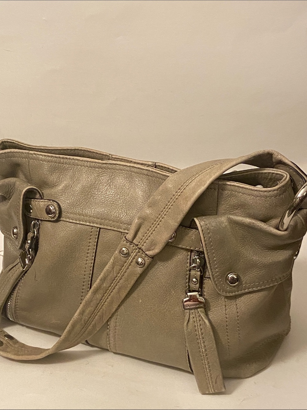 B.Мakowski Taupe Leather Shoulder Bag